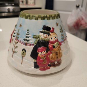 Yankee Candle Snowman Family Large Shade Topper Teresa Kogut Holiday Christmas